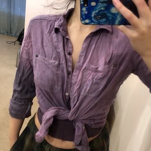 Hand altered Ombré distressed button down top